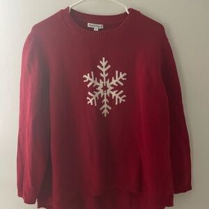 NorthStyle Festive Red Sweater with Snowflake
